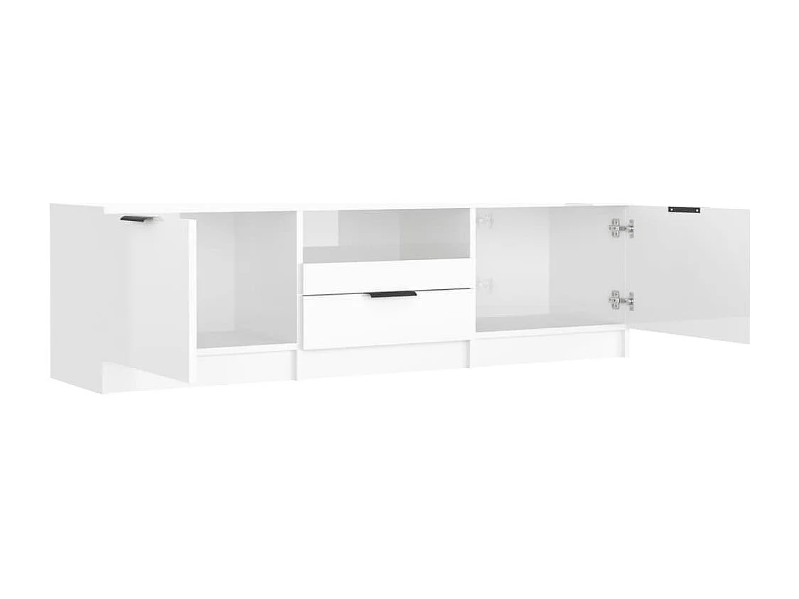 Meuble TV Blanc brillant 140x35x40 cm Bois d'ingénierie