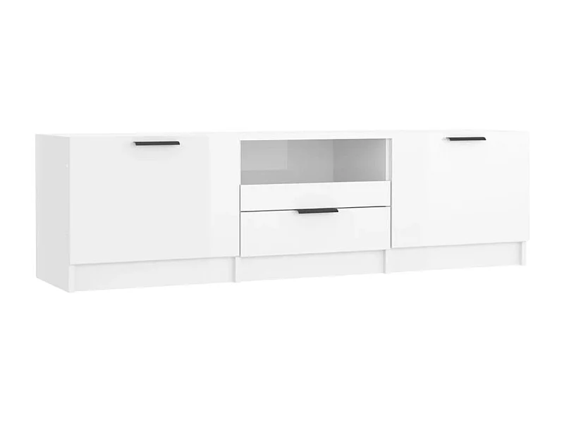 Meuble TV Blanc brillant 140x35x40 cm Bois d'ingénierie