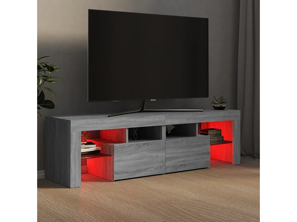 Meuble TV avec lumières LED Sonoma gris 140x36,5x40 cm