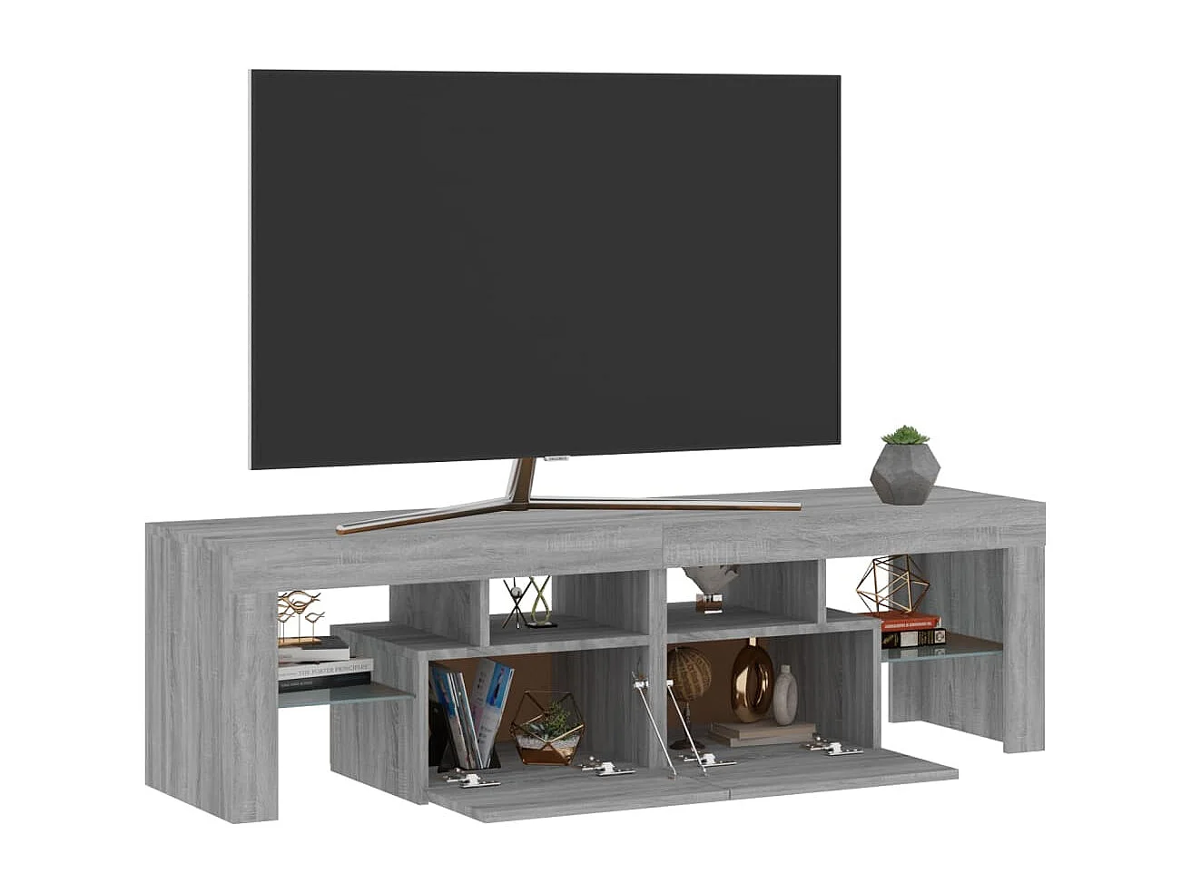 Mueble de TV con luces LED gris Sonoma 140x36,5x40 cm