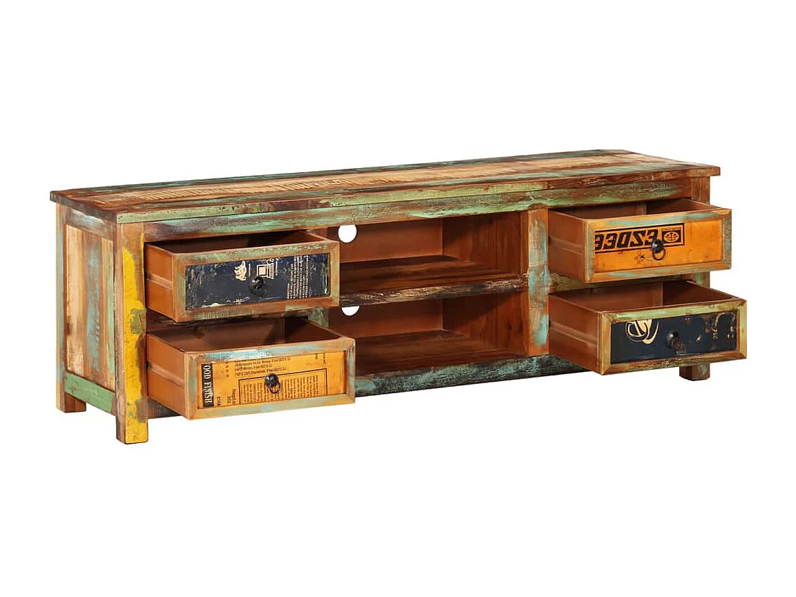 Meuble TV Bois de récupération 4 tiroirs
