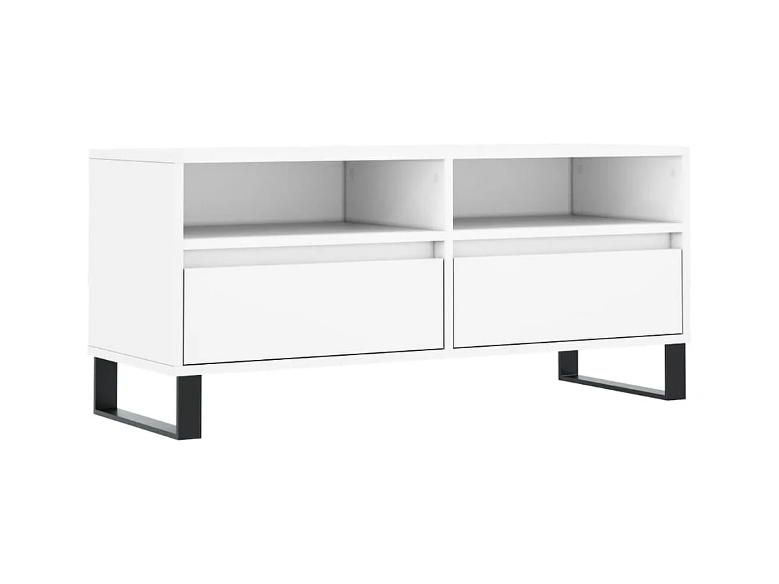 Meuble TV blanc 100x34,5x44,5 cm bois d'ingénierie