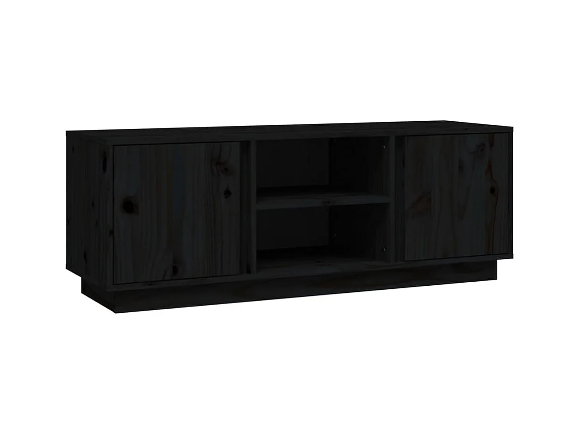 Meuble TV Noir 110x35x40,5 cm Bois de pin massif