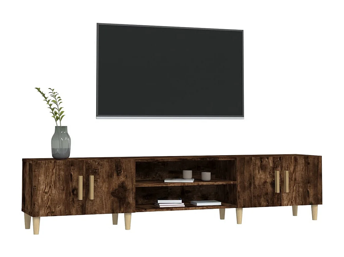 Meuble TV chêne fumé 180x31,5x40 cm bois d'ingénierie