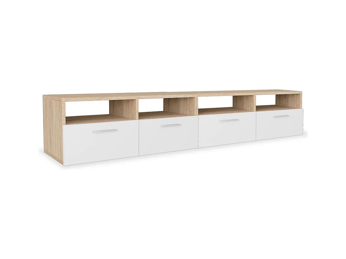 Meuble TV 2 pièces Aggloméré 95 x 35 x 36 cm Chêne et blanc
