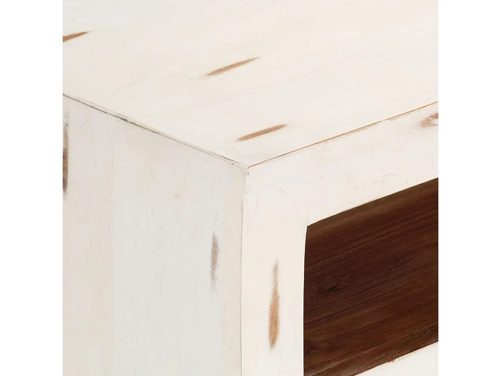 Meuble TV Bois massif d'acacia 110x30x40 cm Blanc