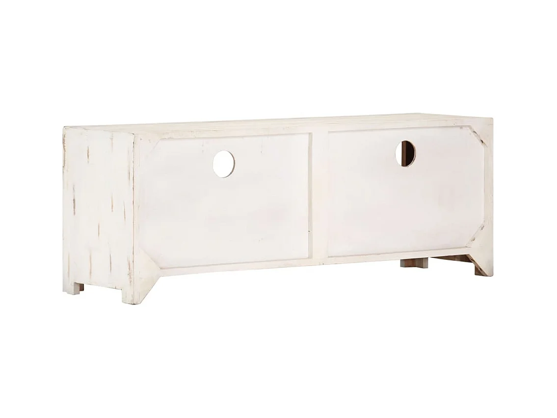 Mueble de TV madera de acacia maciza blanco 110x30x40 cm