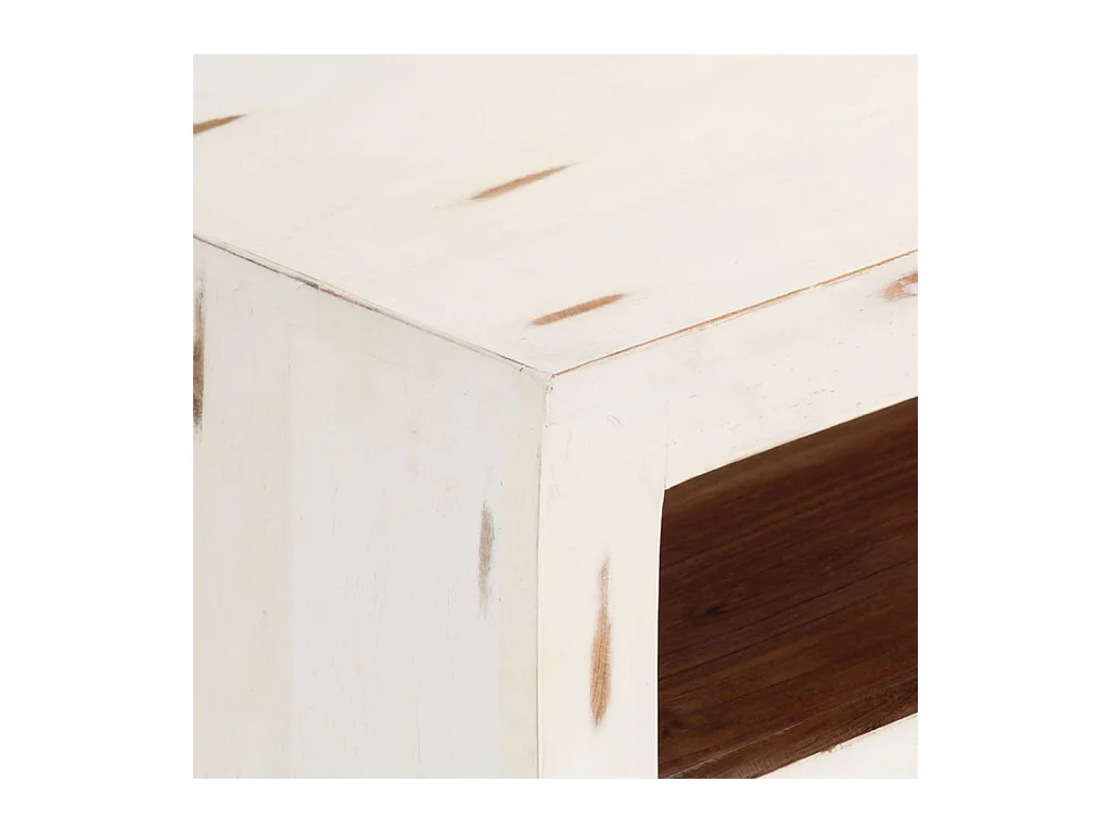 Mueble de TV madera de acacia maciza blanco 110x30x40 cm