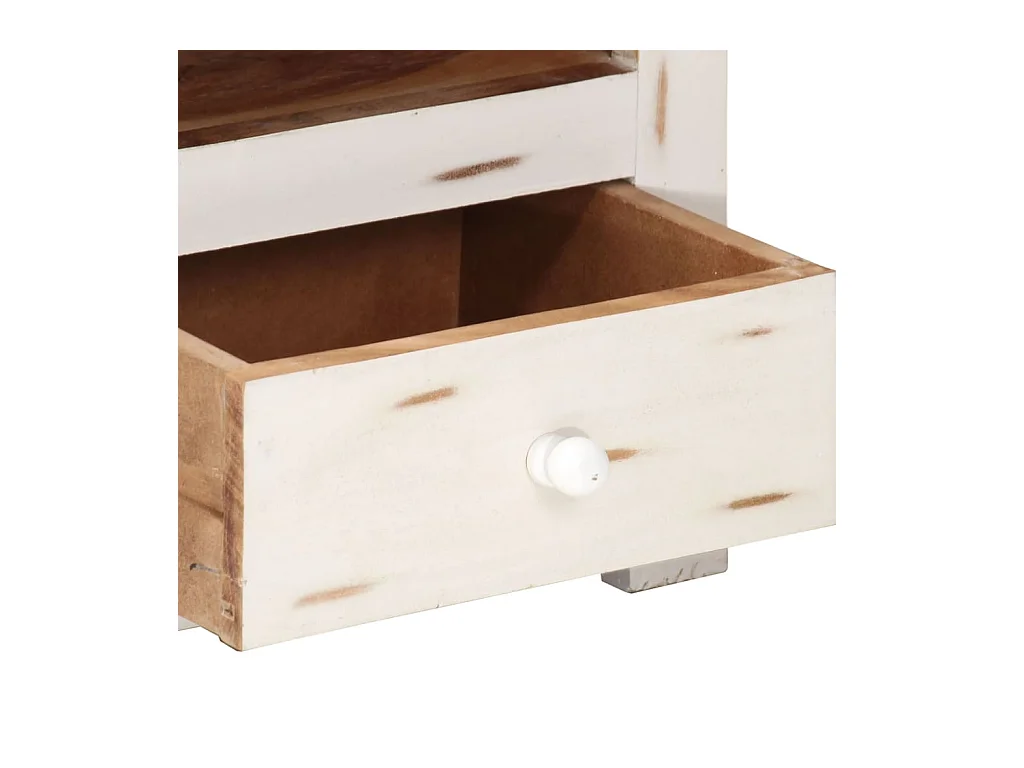 Mueble de TV madera de acacia maciza blanco 110x30x40 cm