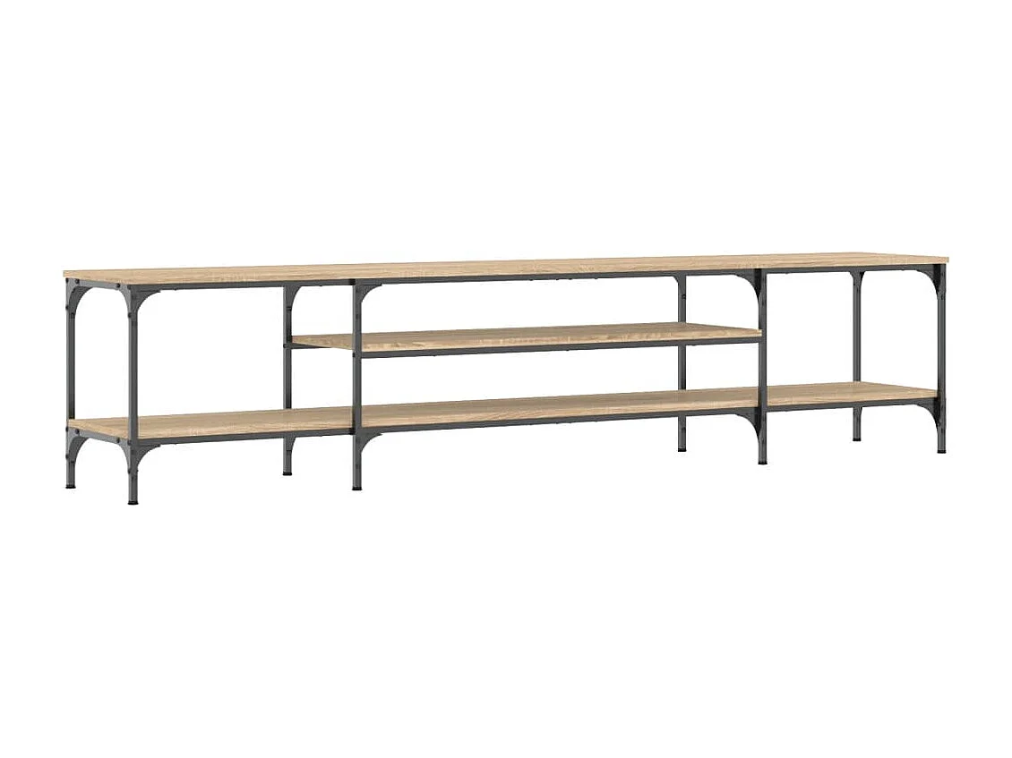 Meuble TV chêne sonoma 201x35x45 cm bois d'ingénierie et fer