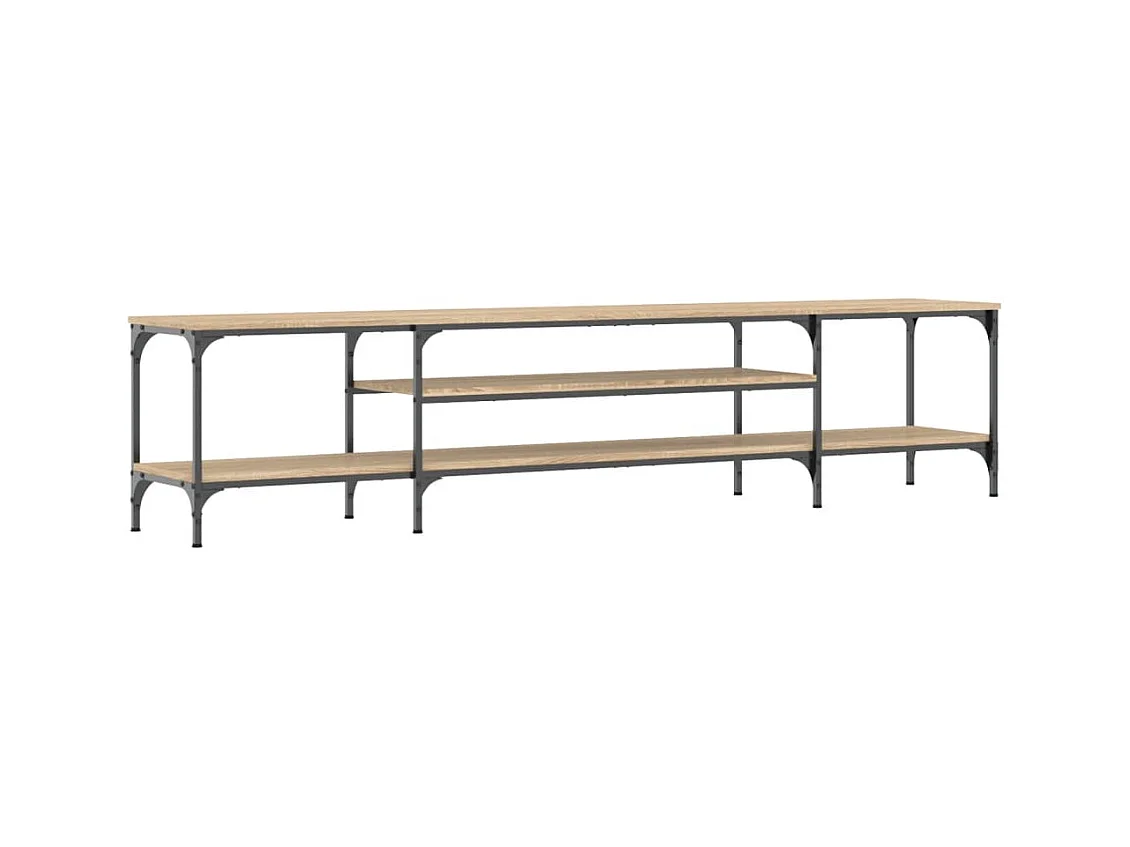 Meuble TV chêne sonoma 201x35x45 cm bois d'ingénierie et fer