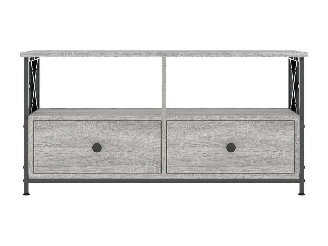 Meuble TV sonoma gris 90x33x45 cm bois d'ingénierie et fer
