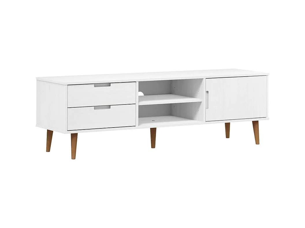 Mueble de TV MOLDE madera maciza de pino blanca 158x40x49 cm