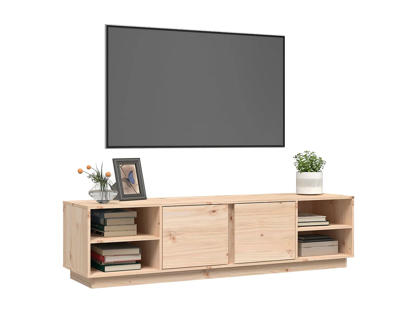 Mueble de TV de madera maciza de pino 156x40x40 cm