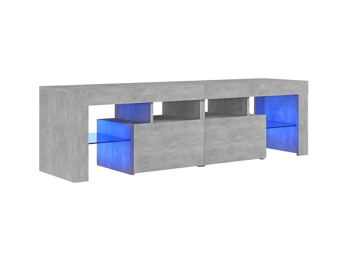 Meuble TV avec lumières LED Gris béton 140x36,5x40 cm