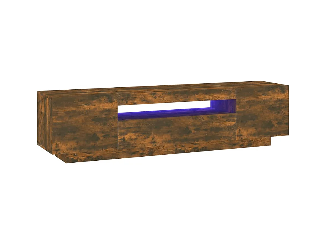 Meuble TV avec lumières LED Chêne fumé 160x35x40 cm