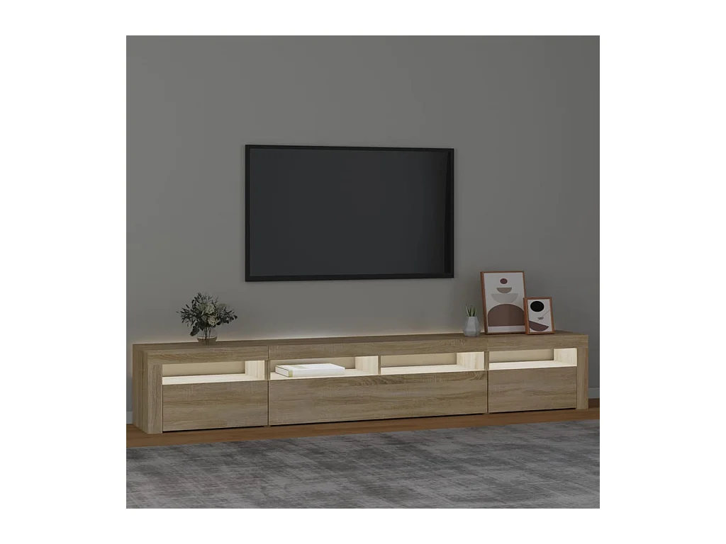 Meuble TV avec lumières LED Chêne sonoma 240x35x40 cm