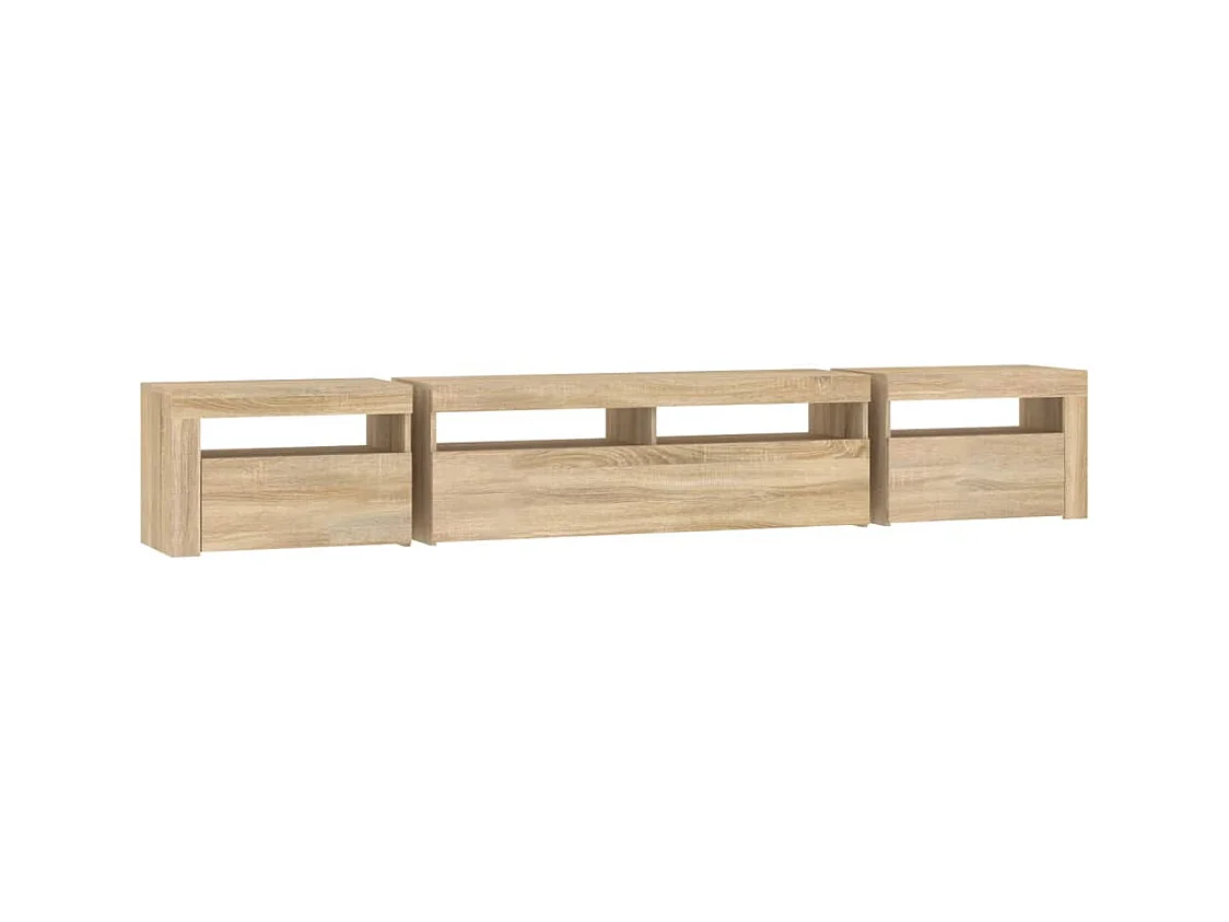 Meuble TV avec lumières LED Chêne sonoma 240x35x40 cm