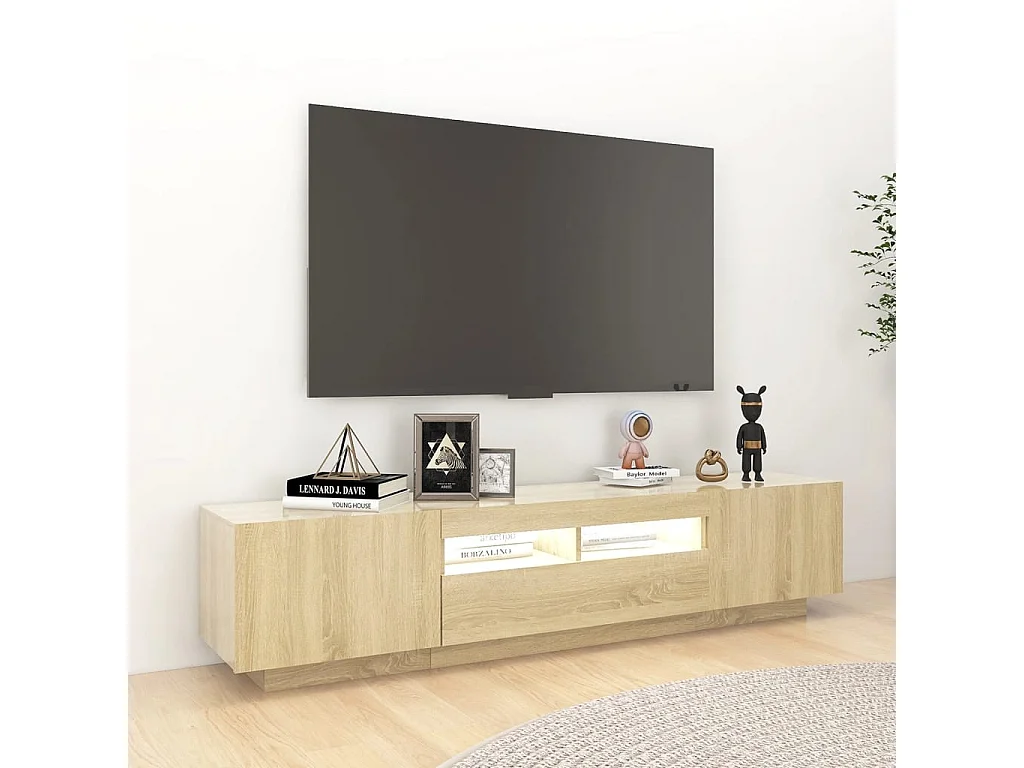 Móvel de TV com luzes LED 180x35x40 cm carvalho sonoma