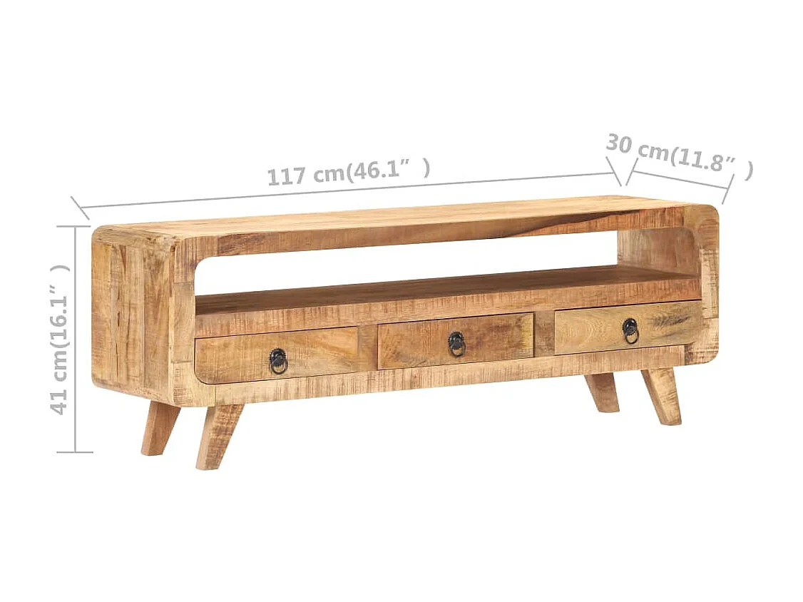 Tv-meubel 117x30x41 cm massief ruw mangohout