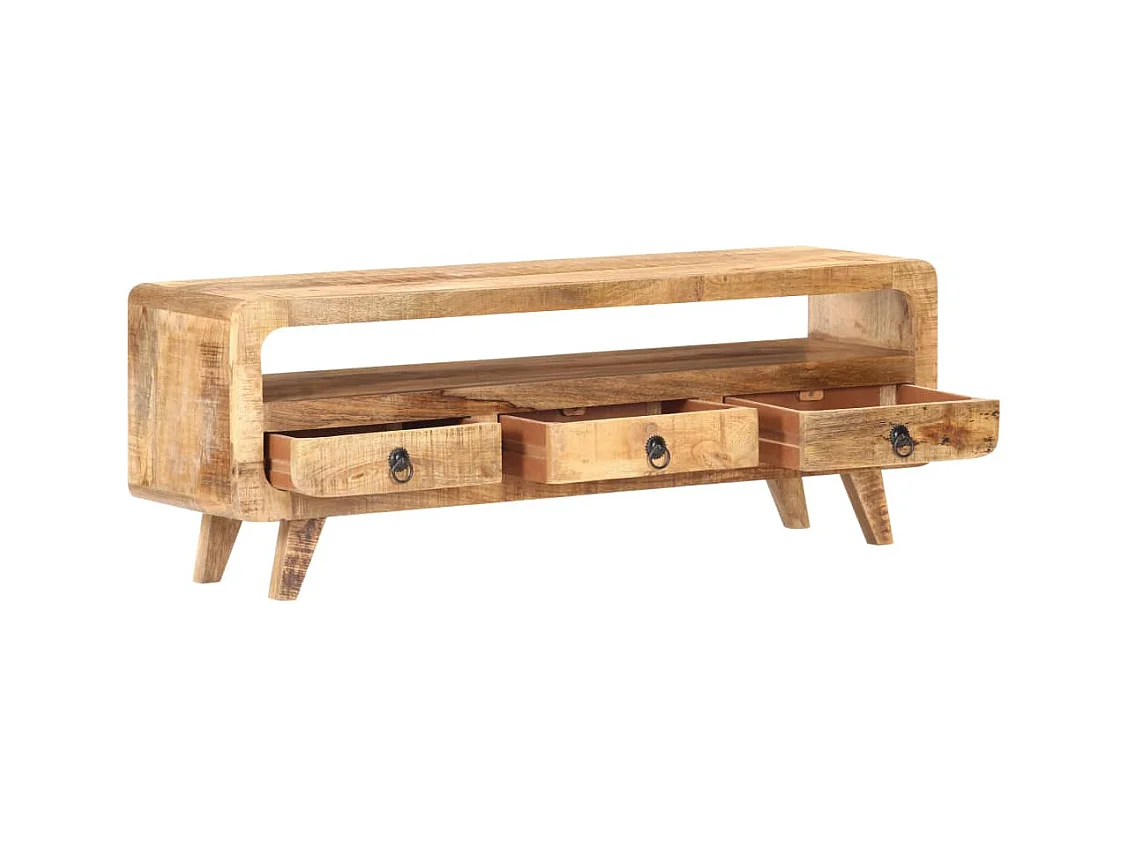 Mueble para TV de madera maciza de mango rugosa 117x30x41 cm