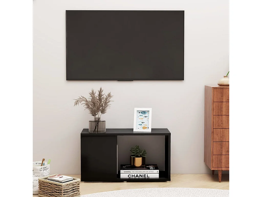 Meuble TV Noir 60x24x32 cm Aggloméré
