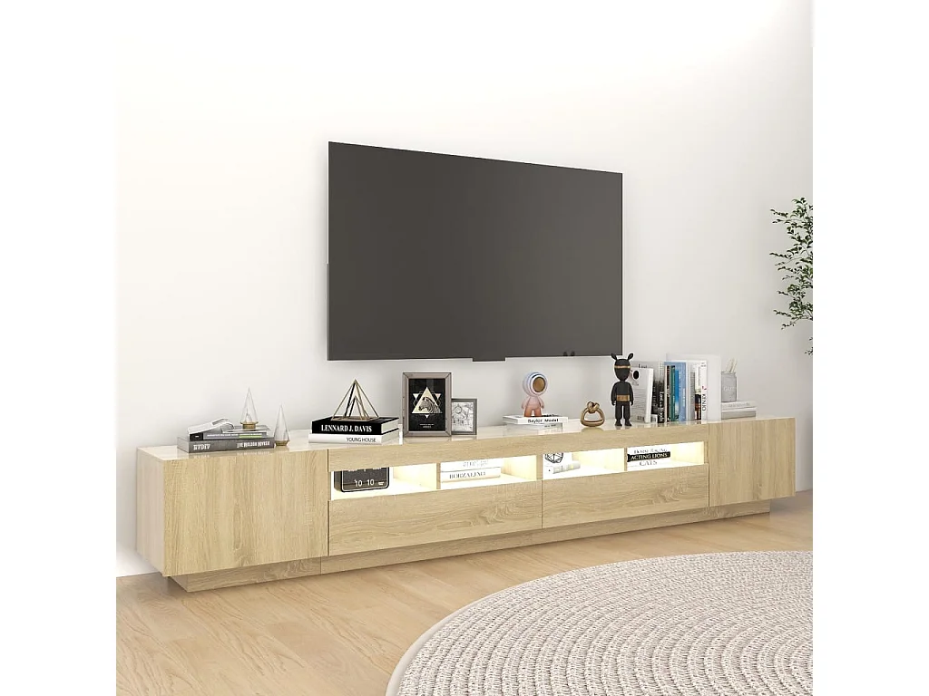 Tv-meubel met LED-verlichting 260x35x40 cm sonoma eikenkleurig
