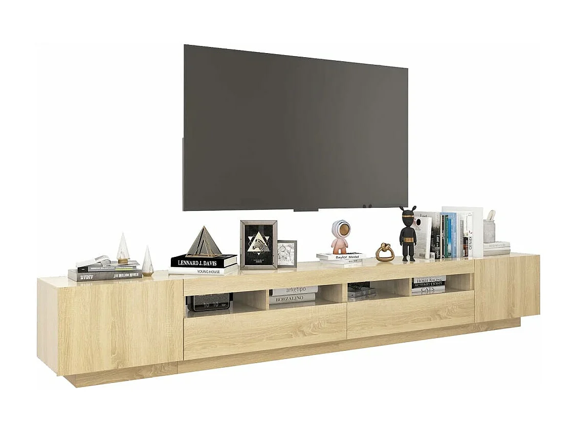 Armario TV con luces LED color roble Sonoma 260x35x40 cm