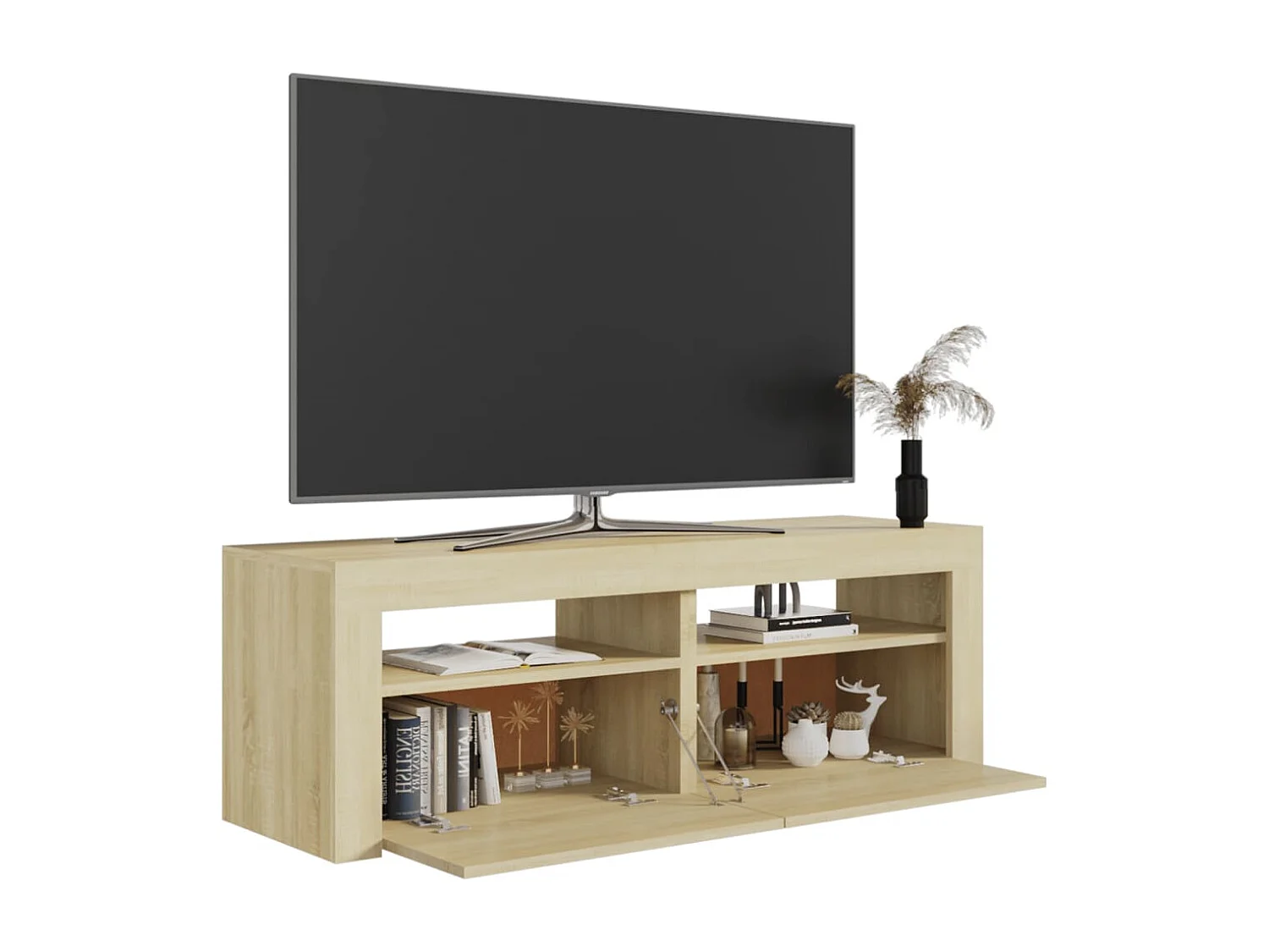 Meuble TV avec lumières LED chêne sonoma 120x35x40 cm