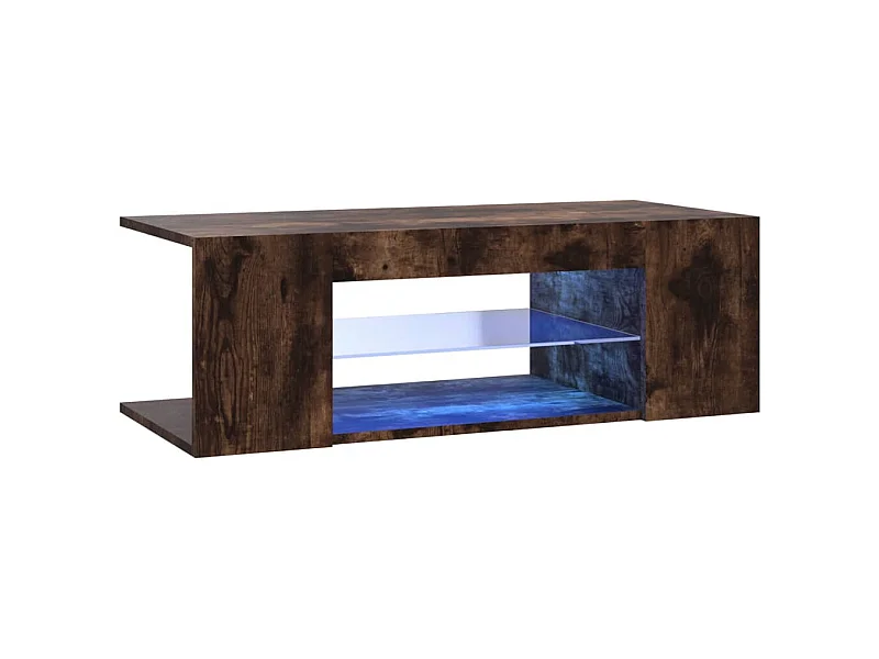 Meuble TV avec lumières LED Chêne fumé 90x39x30 cm