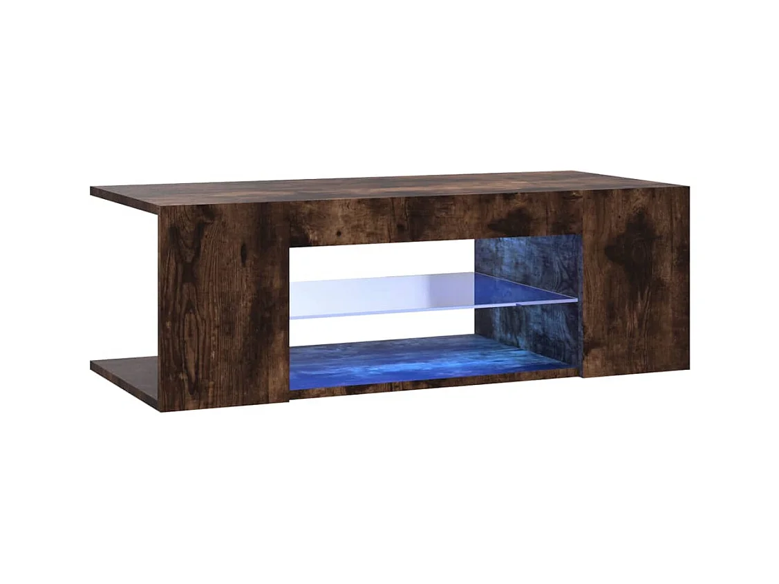 Meuble TV avec lumières LED Chêne fumé 90x39x30 cm