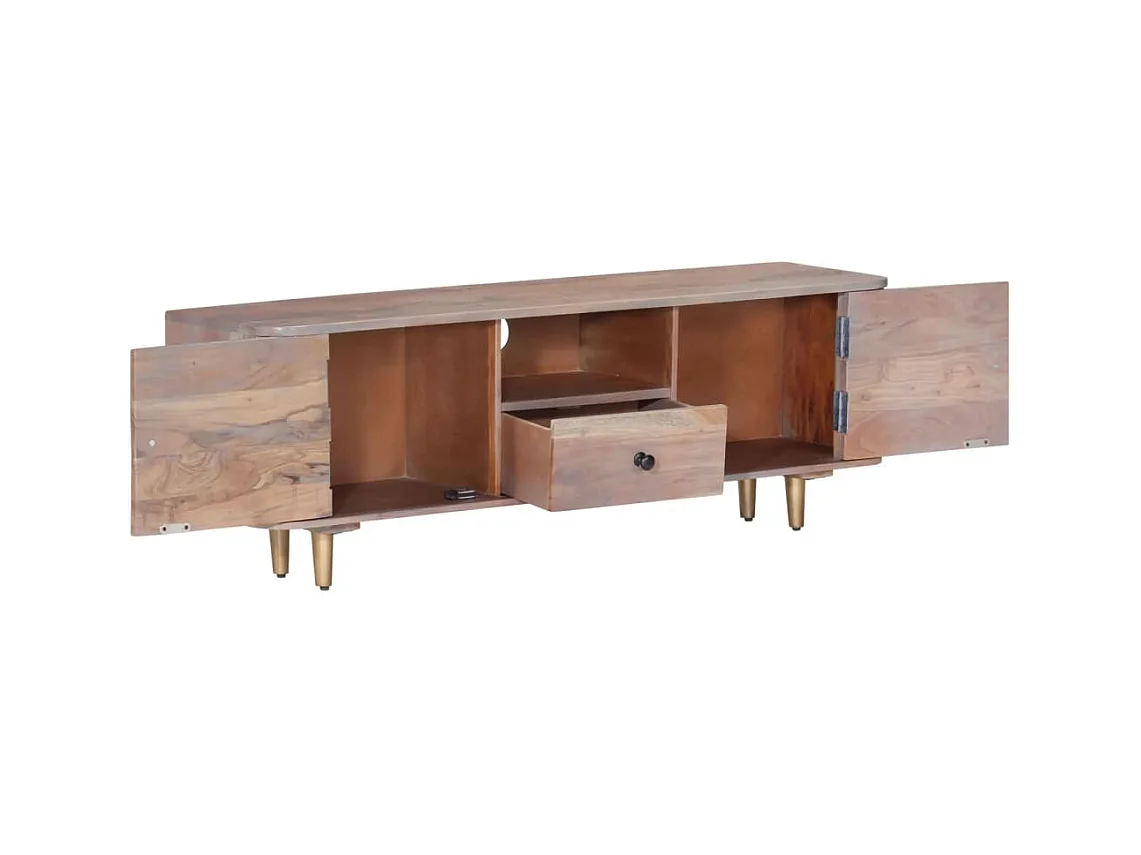Mueble de TV de madera maciza de acacia 118x30x40 cm