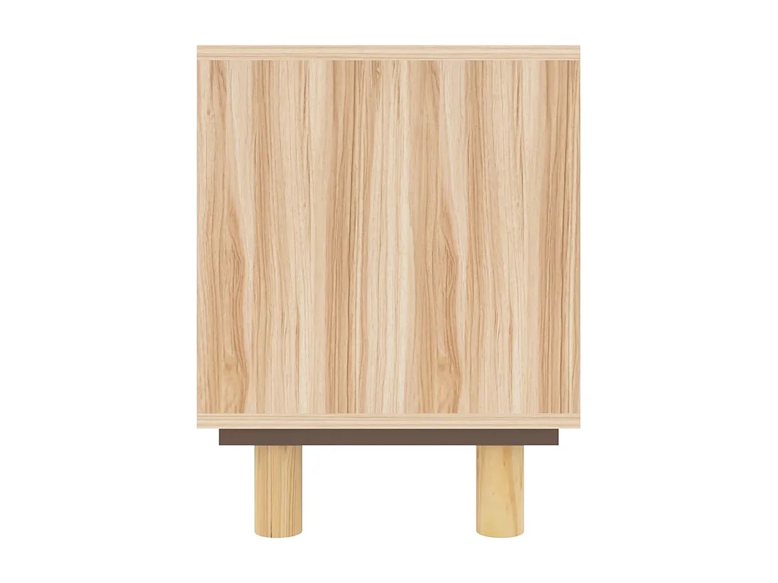 Meuble TV Marron 105x30x40 cm Bois de pin massif rotin naturel