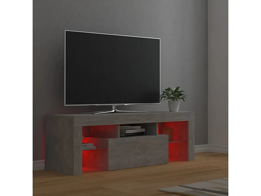 Meuble TV avec lumières LED gris béton 120x35x40 cm