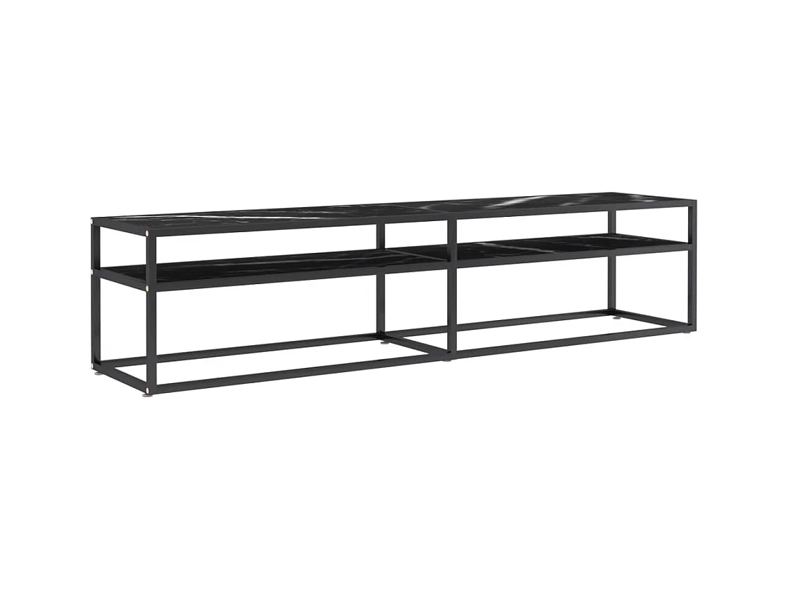 Meuble TV noir 180x40x40,5 cm Verre trempé