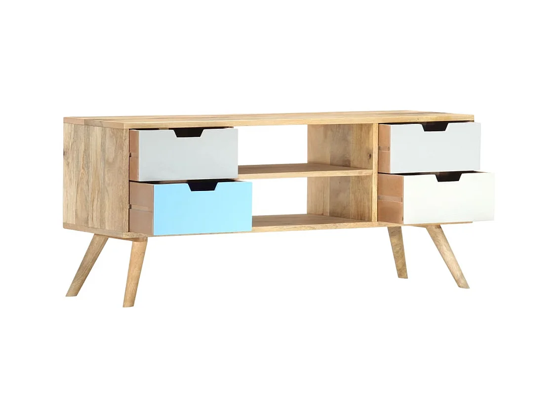 Meuble TV 110x35x48 cm Bois de manguier massif