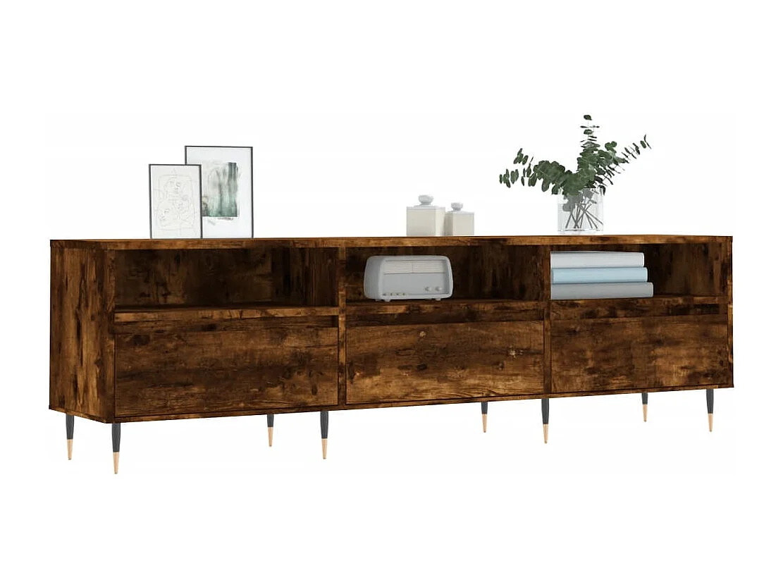 Meuble TV chêne fumé 150x30x44,5 cm bois d'ingénierie