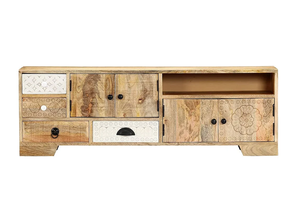Meuble TV 120x30x40 cm Bois massif de manguier