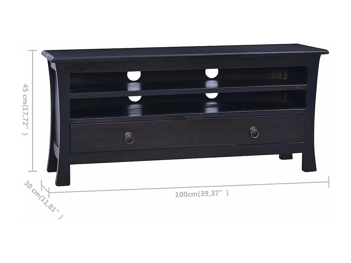 Móvel de TV 100x30x45 cm mogno maciço castanho café preto-claro