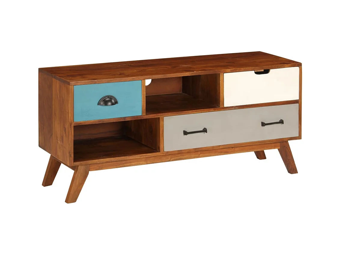 Meuble TV avec 3 tiroirs 110x35x50 cm Bois d'acacia solide