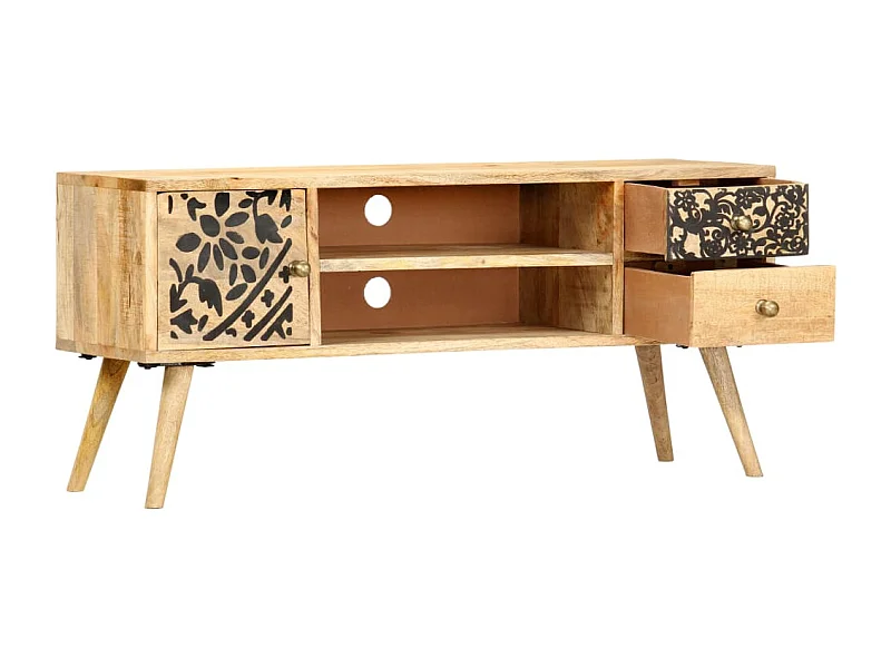 Meuble TV 100 x 30 x 45 cm Bois massif de manguier
