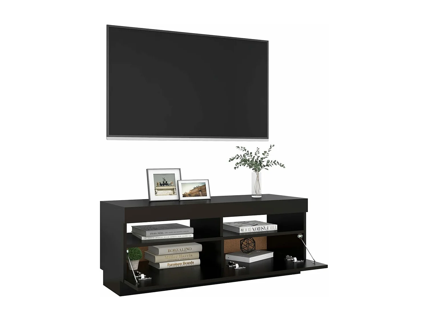 Tv-meubel met LED-verlichting 100x35x40 cm zwart