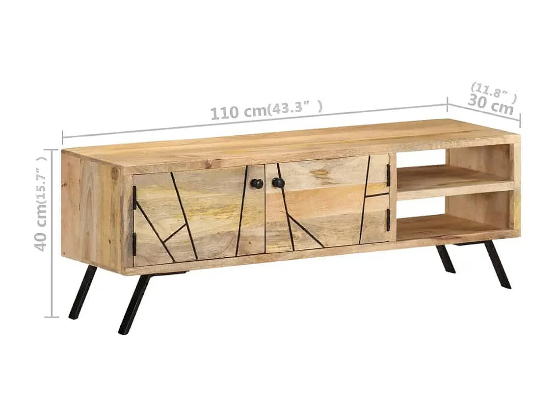 Meuble TV 110x30x40 cm Bois massif de manguier
