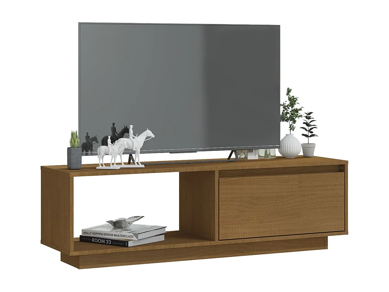 Tv-meubel 110x30x33,5 cm massief grenenhout honingbruin