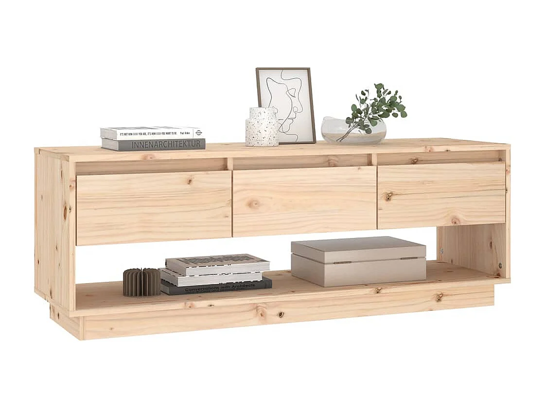 Mueble de TV de madera maciza de pino 110,5x34x40 cm