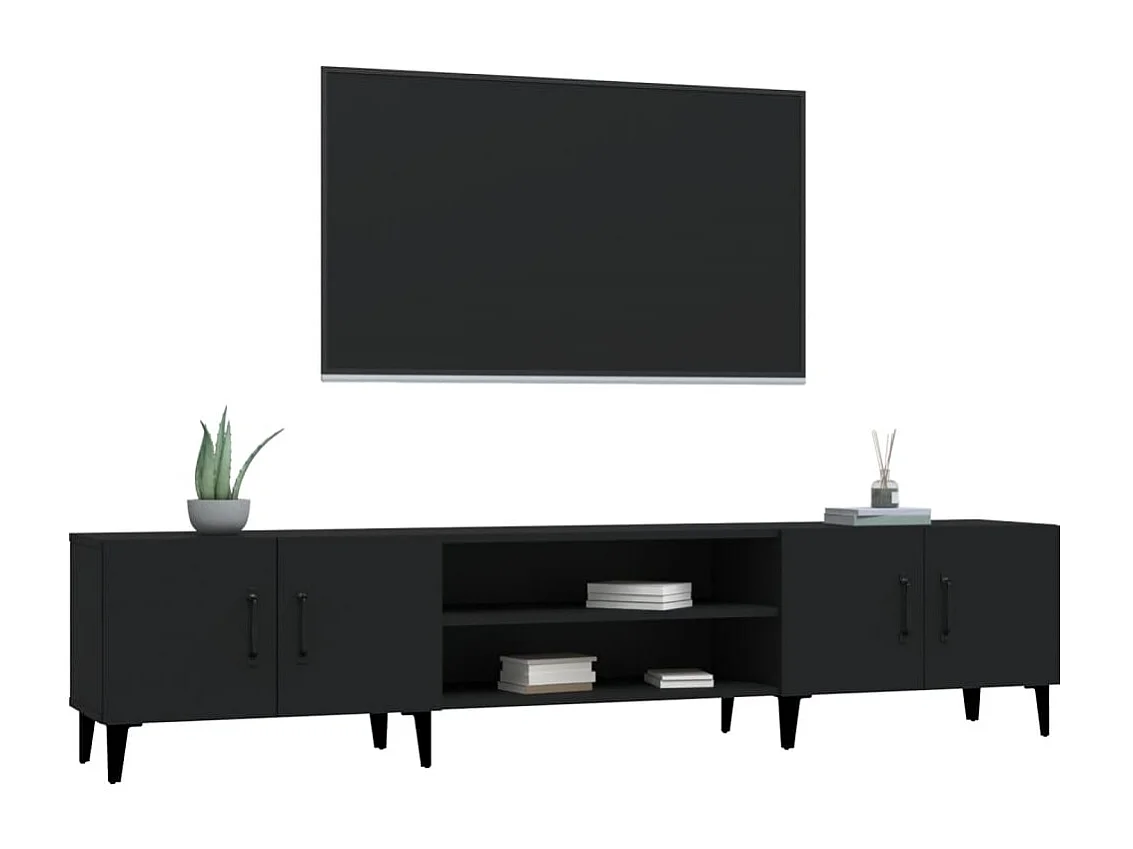 Meuble TV noir 180x31,5x40 cm bois d'ingénierie