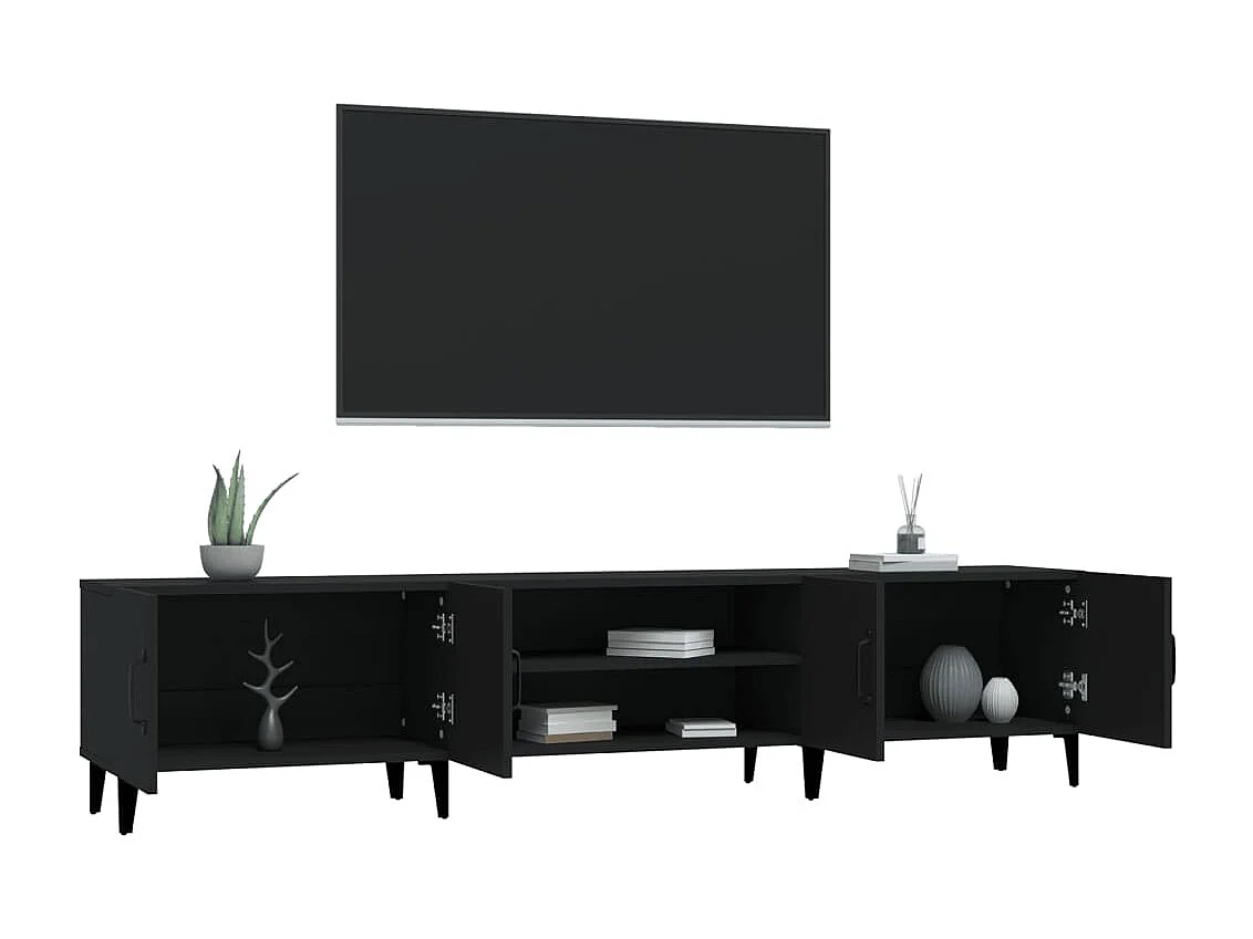 Meuble TV noir 180x31,5x40 cm bois d'ingénierie
