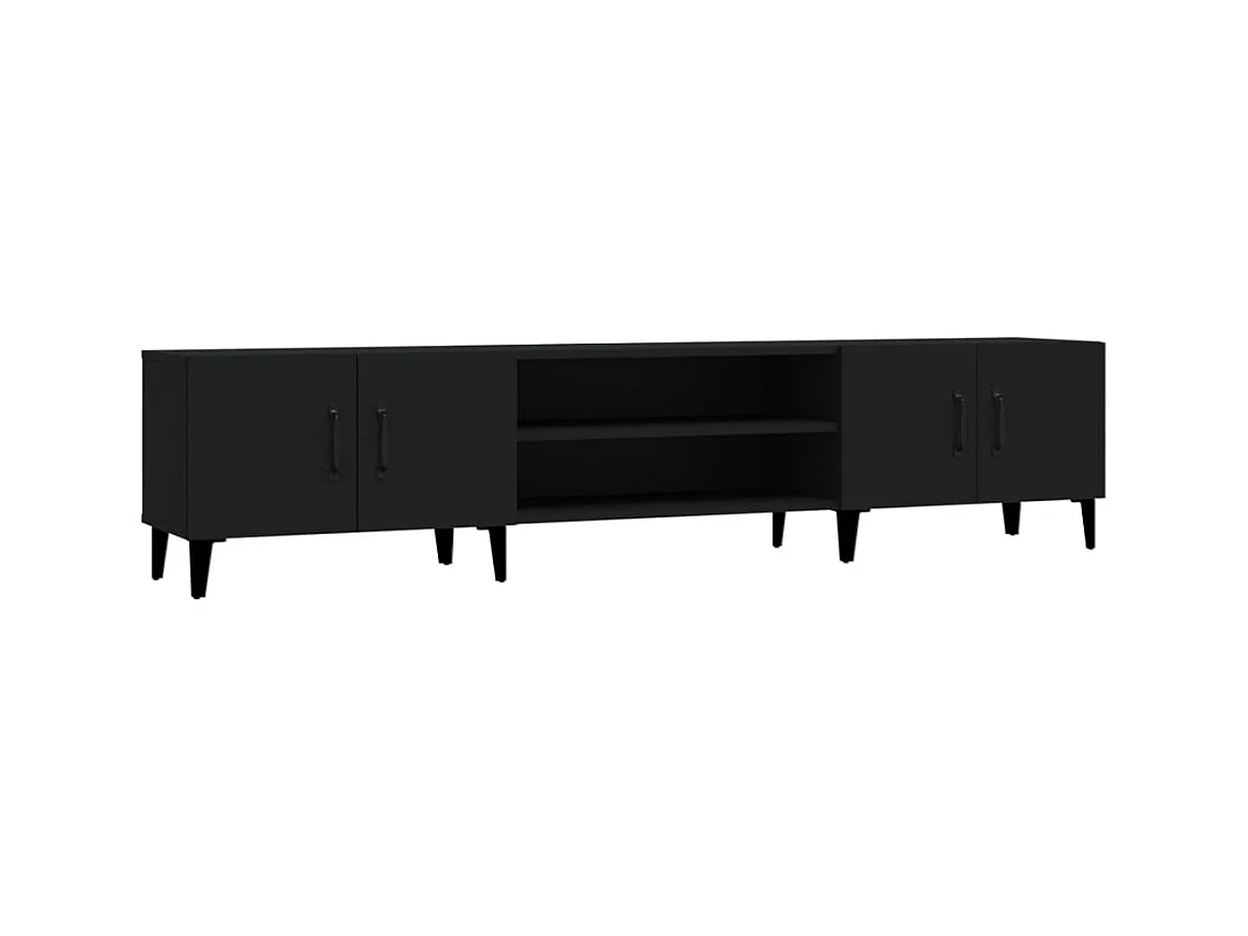 Meuble TV noir 180x31,5x40 cm bois d'ingénierie