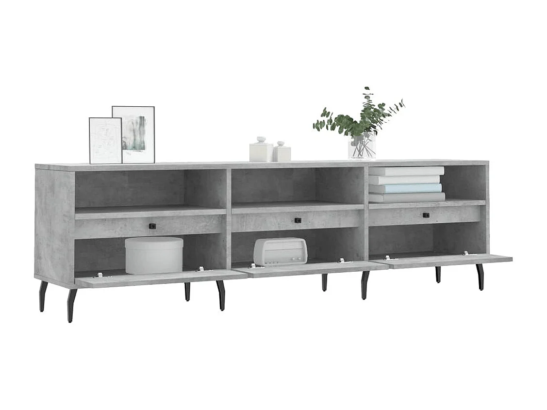 Meuble TV gris béton 150x30x44,5 cm bois d'ingénierie
