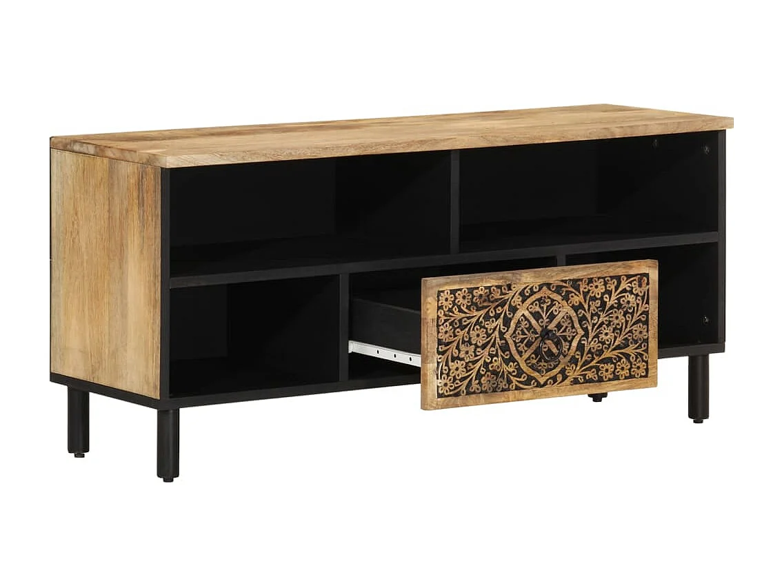 Meuble TV 100x33x46 cm bois massif de manguier